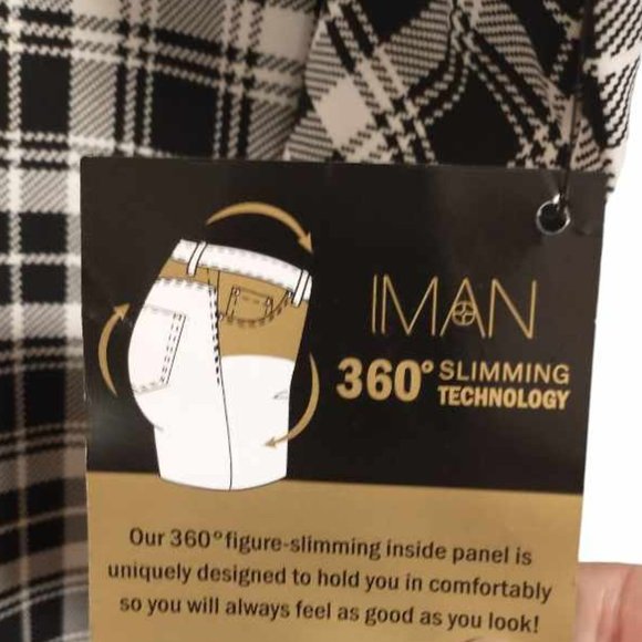 Iman Plaid Pants Checkered High Rise Stretchy Black White size 5XP W-363 - Picture 5 of 8